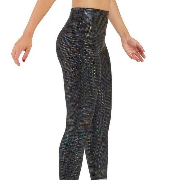 Spanx Size M Metallic Dot Print Active 7/8 Nylon High Waisted Legging - Picture 7 of 12